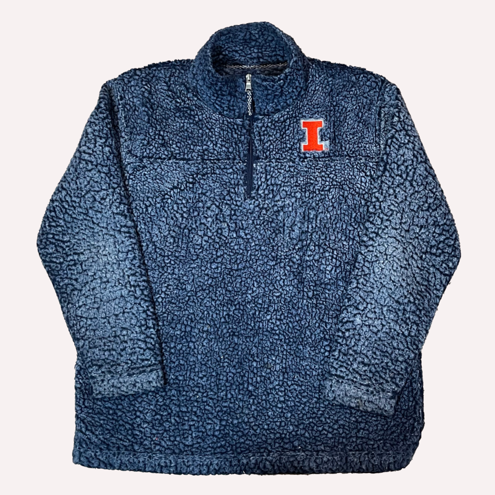 BOXERCRAFT STATE OF ILLINOIS ADULT SHERPA ZIP PULLOVER-DARK NAVY BLUE XL UNISEX